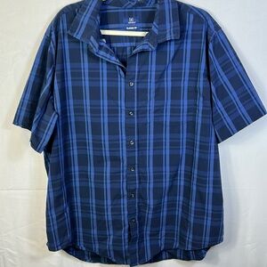 George Short Sleeve Men’s Shirt Button Down Front Pocket Light and Dark Blues